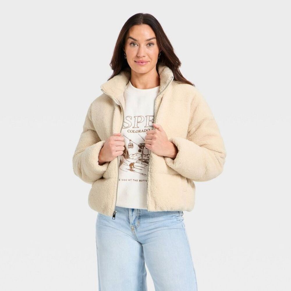 Women's Puffer Jacket - Universal Thread Cream L